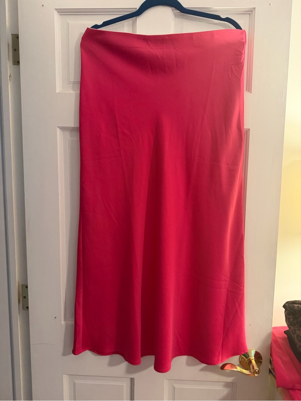LOFT Vibrant Pink A-Line Midi Skirt